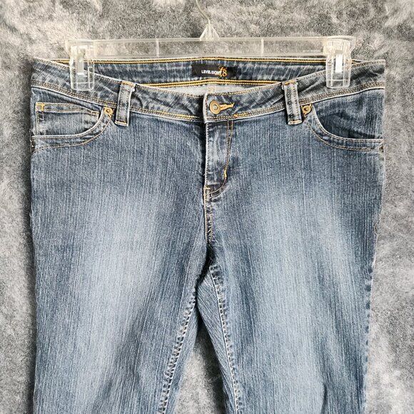 LEVEL EIGHT WOMENS JUNIOR DENIM STRAIGHT JEANS SIZE 11 34x26 LOW RISE BLUE EUC - Picture 2 of 10
